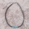 Jewelry * | Navajo Turquoise Bead Choker Necklace