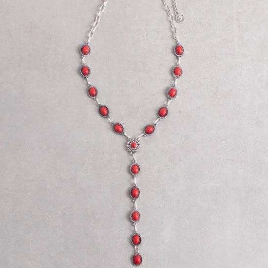 Jewelry * | West And Company Red Concho Lariat Necklace