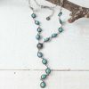 Jewelry * | West And Company Dainty Oval Turquoise Y-Necklace