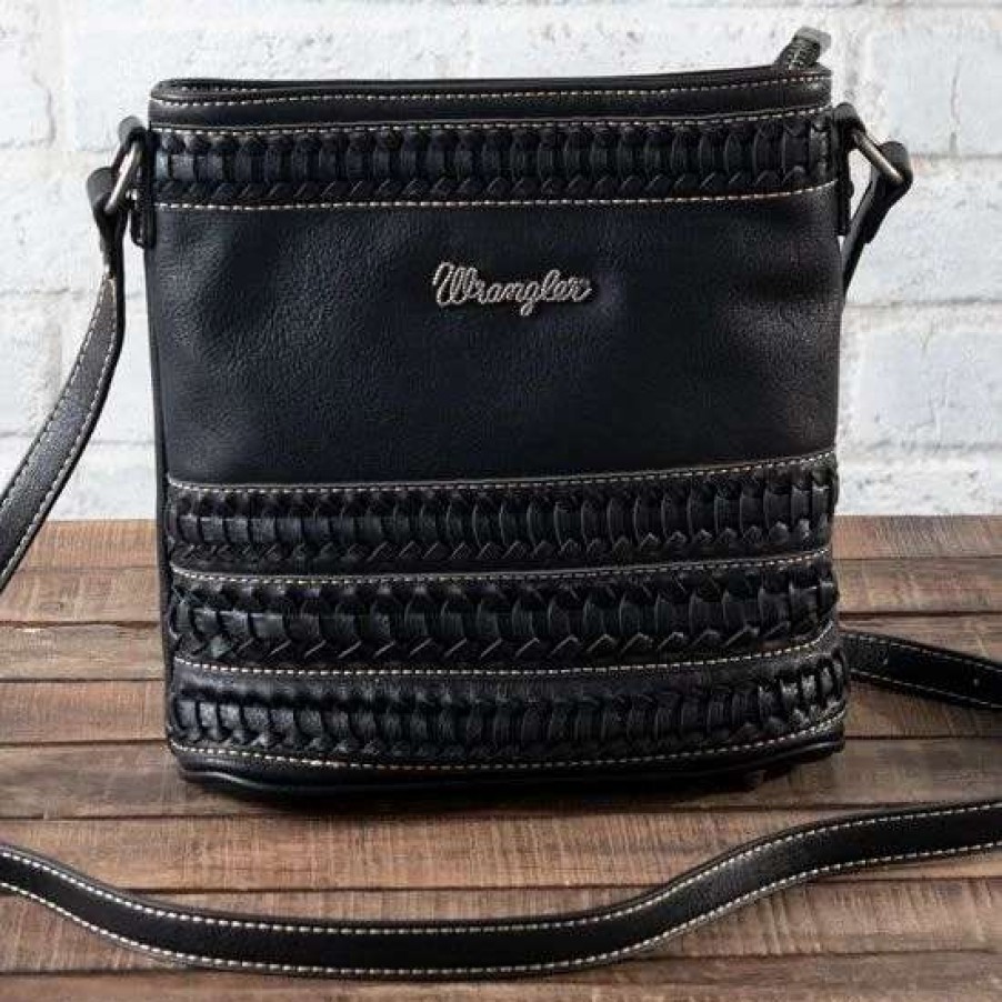 Handbags * | Wrangler Black Stitched Concealed Carry Crossbody