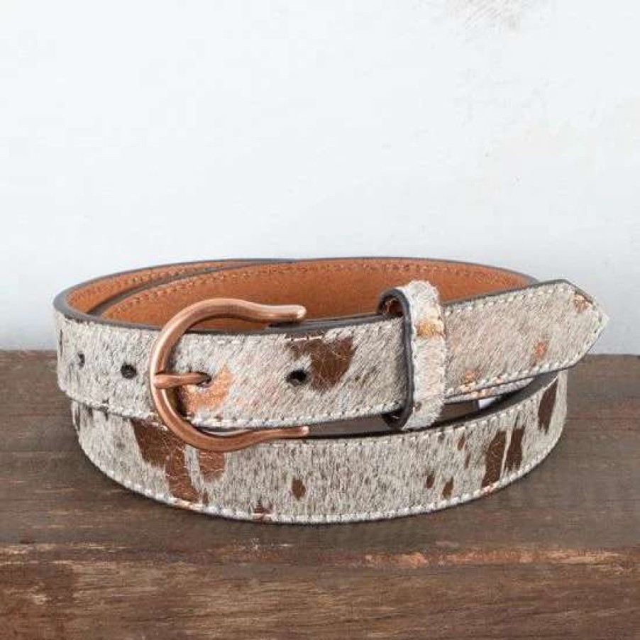 Belts * | Ariat Acid Wash Hair On Belt