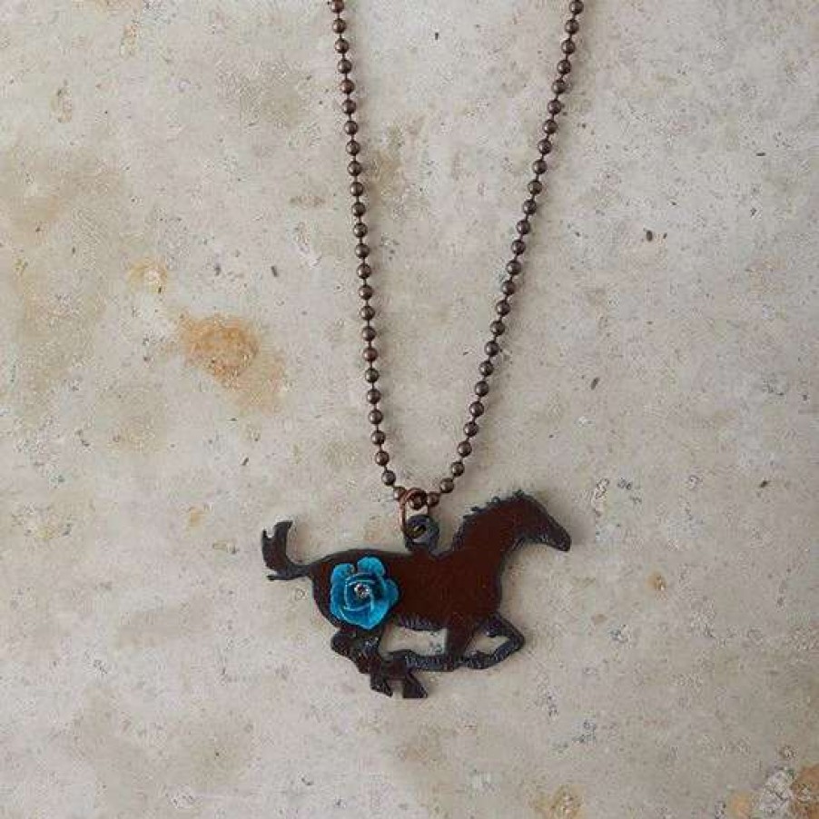 Jewelry * | Pewter Galloping Horse Necklace