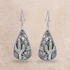 Jewelry * | Montana Silversmiths Cradled Cactus Teardrop Earrings