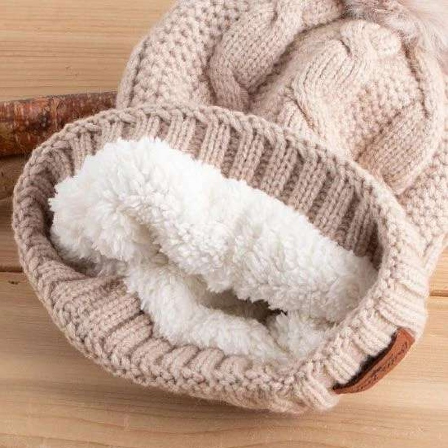 Winter Accessories * | Oatmeal Classic Pom Hat