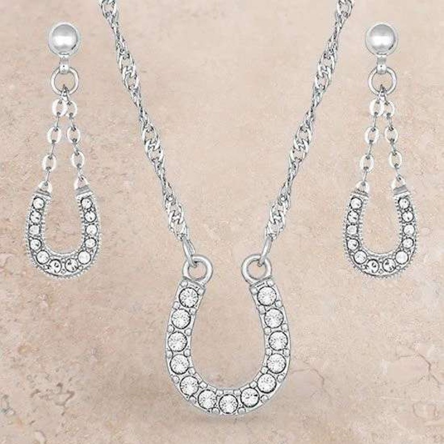 Jewelry * | Montana Silversmiths Crystal Horseshoe Jewelry Set