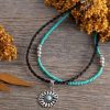 Jewelry * | Cowboy Collectibles Turquoise Sunflower Horse Hair Layered Necklace