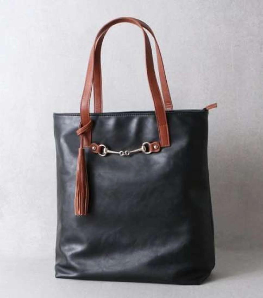 Handbags * | Black Snaffle Bit Tote