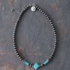 Jewelry * | West And Company Turquoise Diamond Navajo Pearl Choker