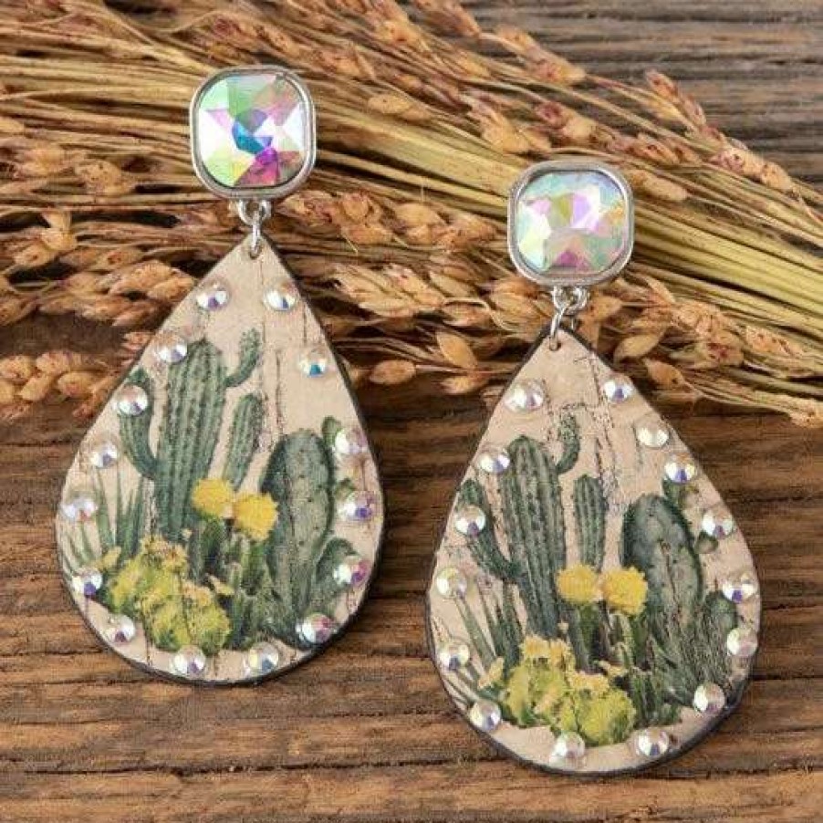 Jewelry * | Pink Panache Catus Statement Earrings