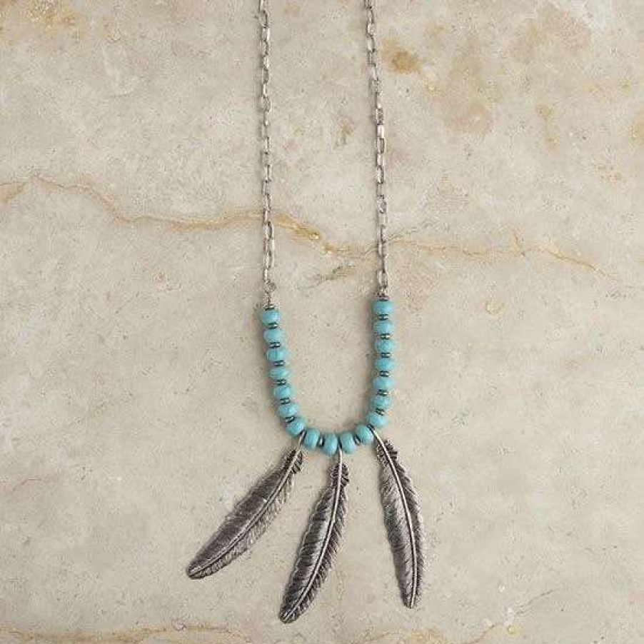 Jewelry * | West And Company Feather And Turquoise Necklace