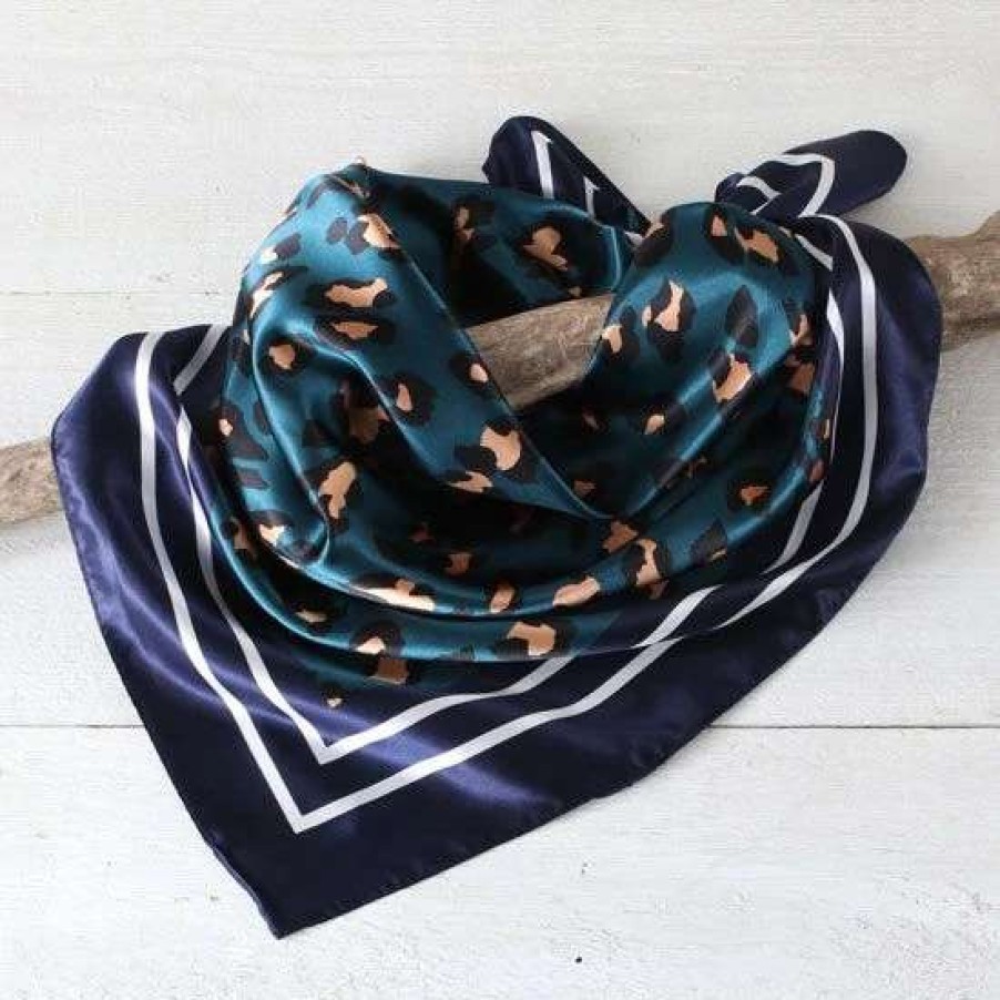 Scarves * | Teal Cheetah Wild Rag