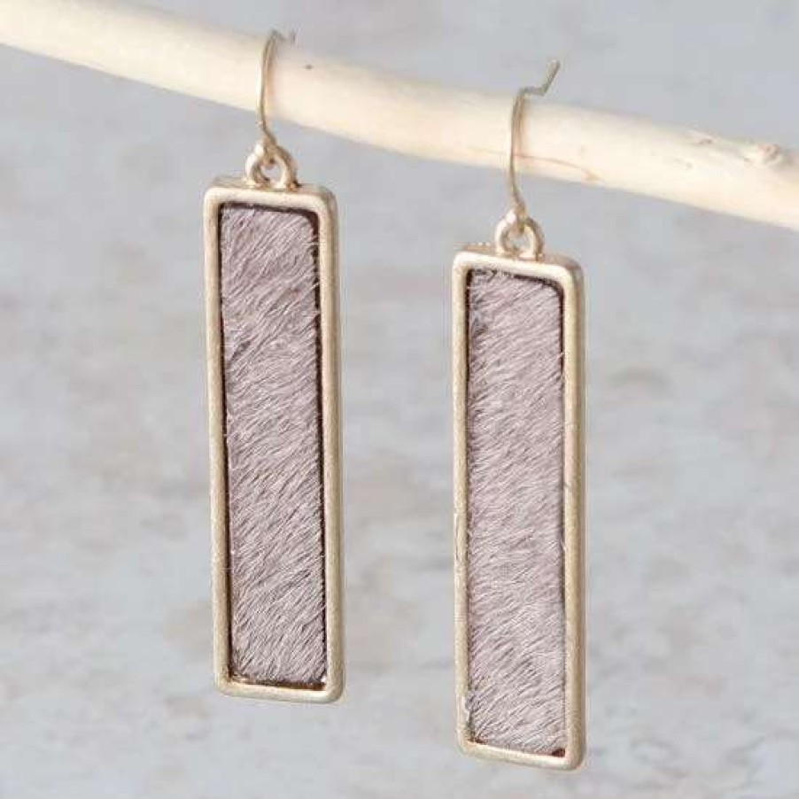 Jewelry * | Western Hair On Gold Bar Earrings