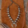 Jewelry * | Silver And Turquoise Squash Blossom Necklace