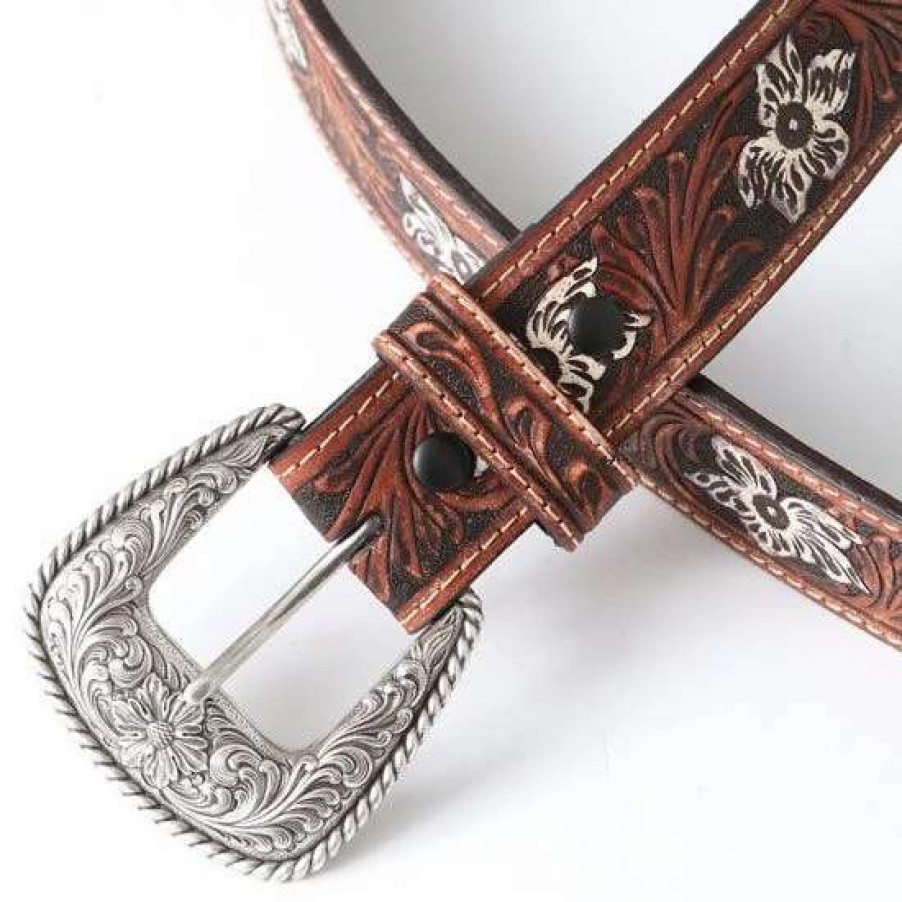 Belts * | Roper Yucca Valley Floral Tooled Belt