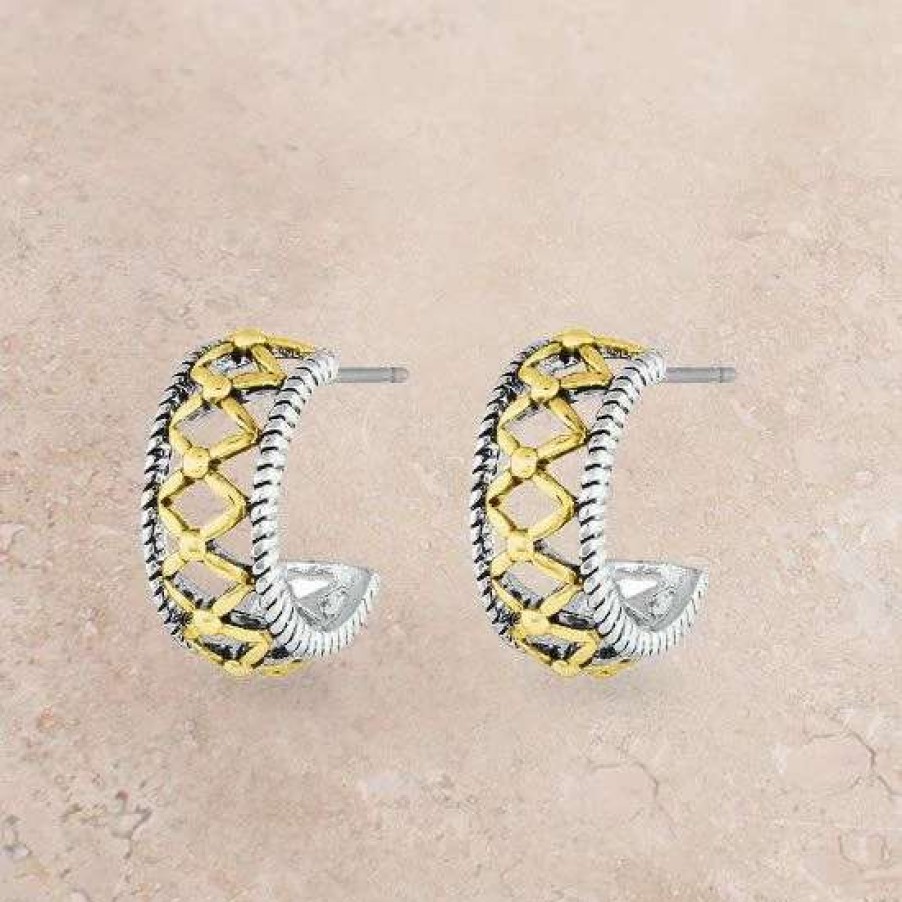 Jewelry * | Montana Silversmiths Gold Woven Hoop Earrings