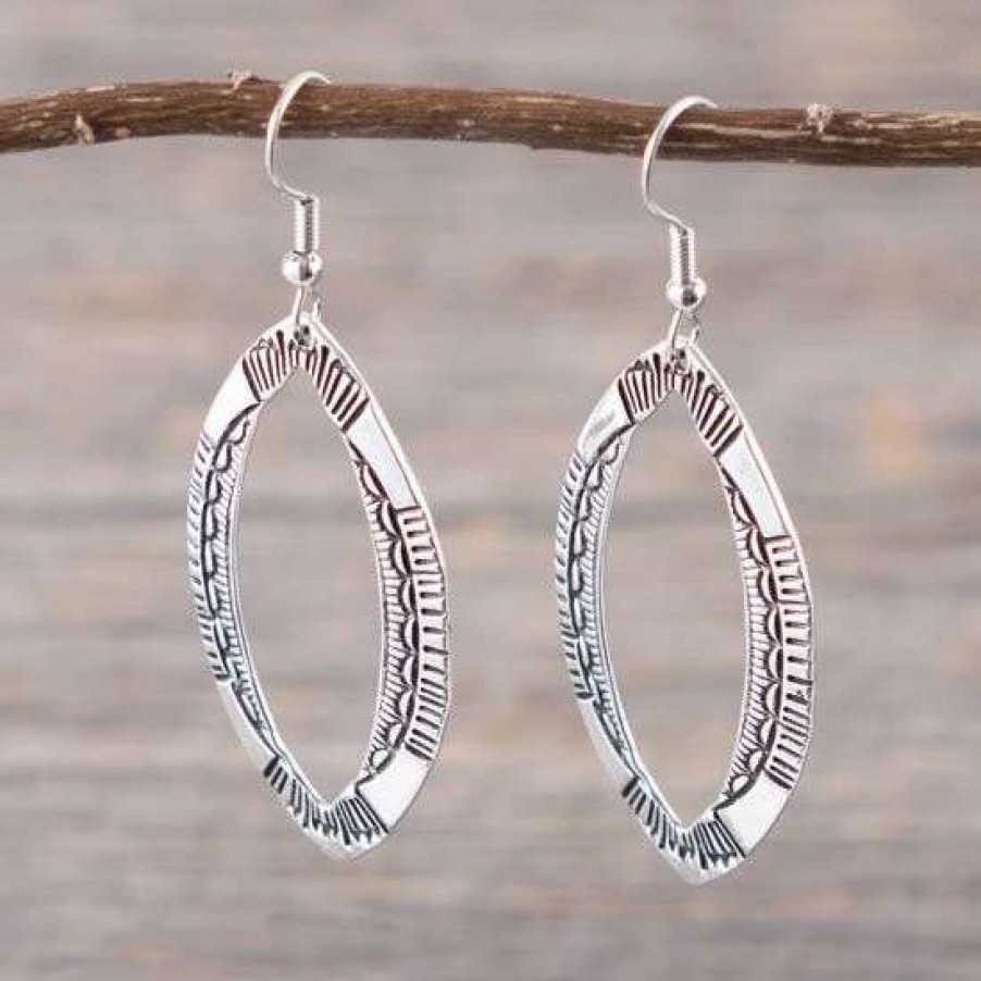 Jewelry * | West And Company Silver Stamped Diamond Shaped Earrings