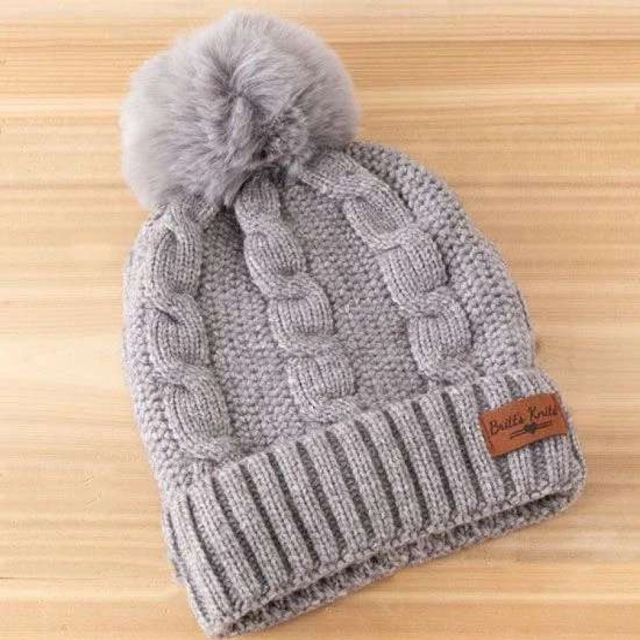 Winter Accessories * | Gray Classic Pom Hat