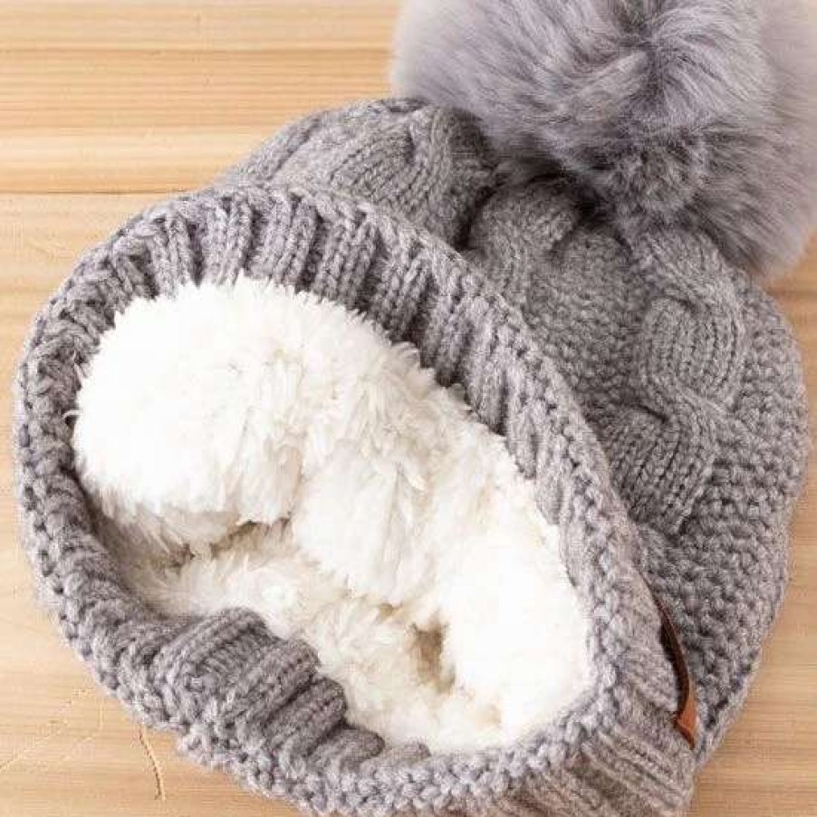 Winter Accessories * | Gray Classic Pom Hat