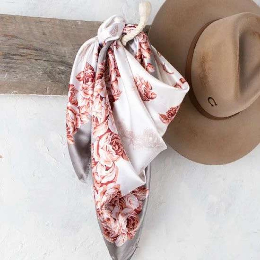 Scarves * | Grey And Pink Floral Wild Rag