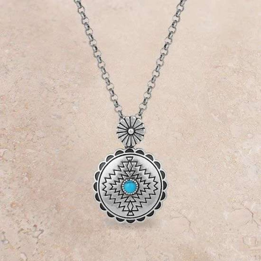 Jewelry * | Montana Silversmiths Center Of The Storm Turquoise Necklace