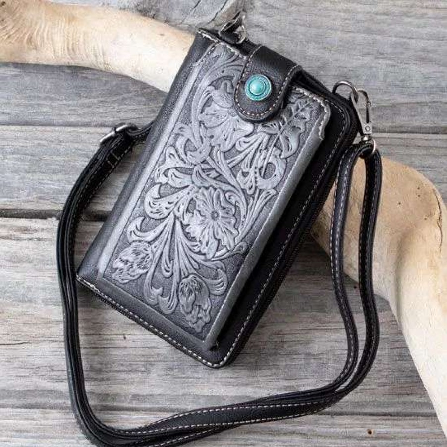 Handbags * | Montana West Bangtail Black Phone Case Crossbody