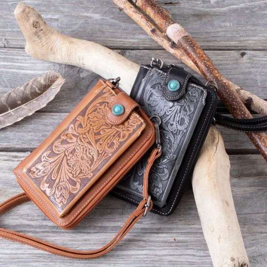 Handbags * | Montana West Bangtail Black Phone Case Crossbody