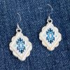 Jewelry * | Cowboy Collectibles Beige And Blue Aztec Diamond Earrings