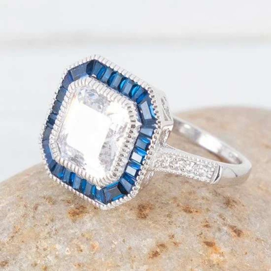 Jewelry * | Kelly Herd Lg Asscher Cut Blue Spinel Ring