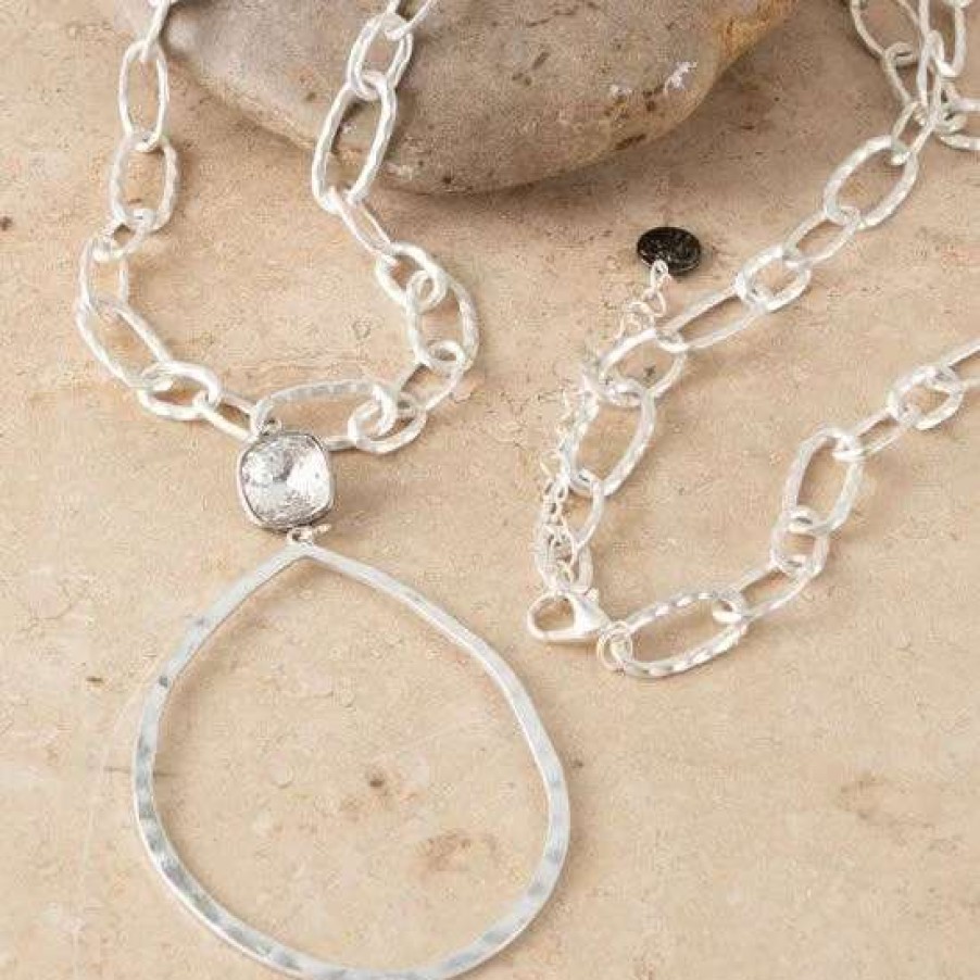 Jewelry * | Pink Panache Silver Hoop Necklace