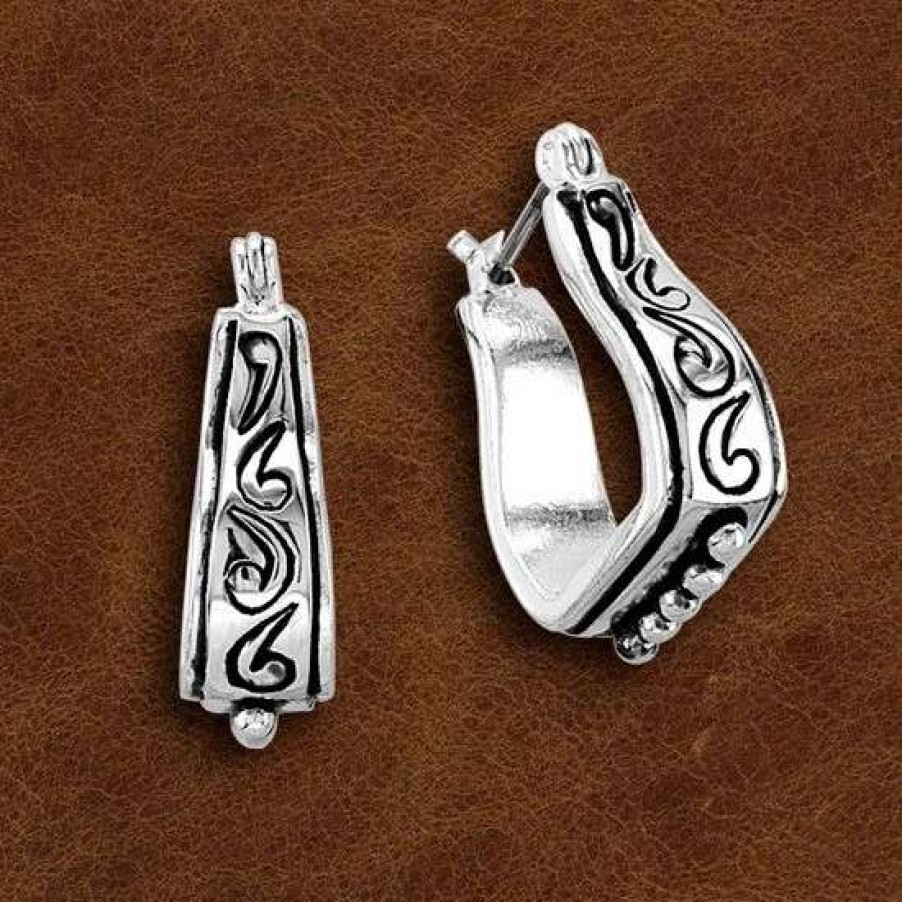 Jewelry * | Kelly Herd Sterling Silver Western Scroll Stirrup Earrings