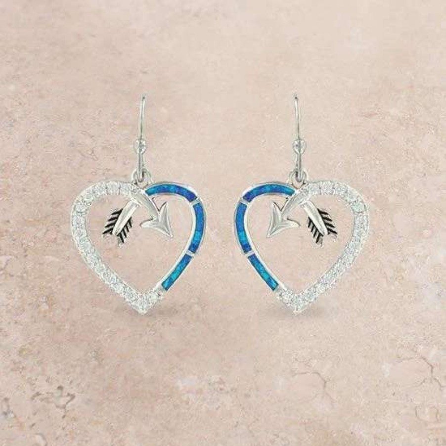 Jewelry * | Montana Silversmiths Follow Your Arrow Opal Heart Earrings