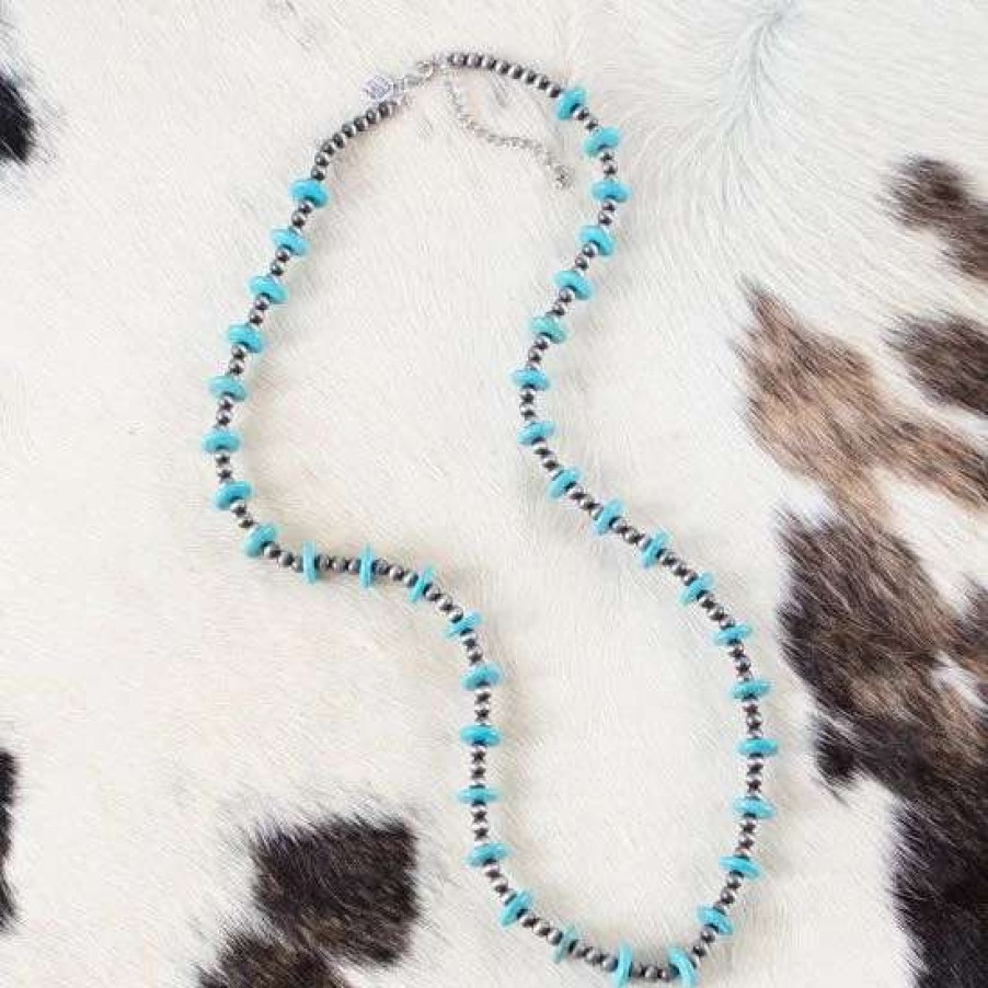 Jewelry * | West And Company Navajo Pearl & Turquoise Disc Necklace