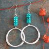 Jewelry * | West And Company Silver And Turquoise Beaded Hoop Earrings