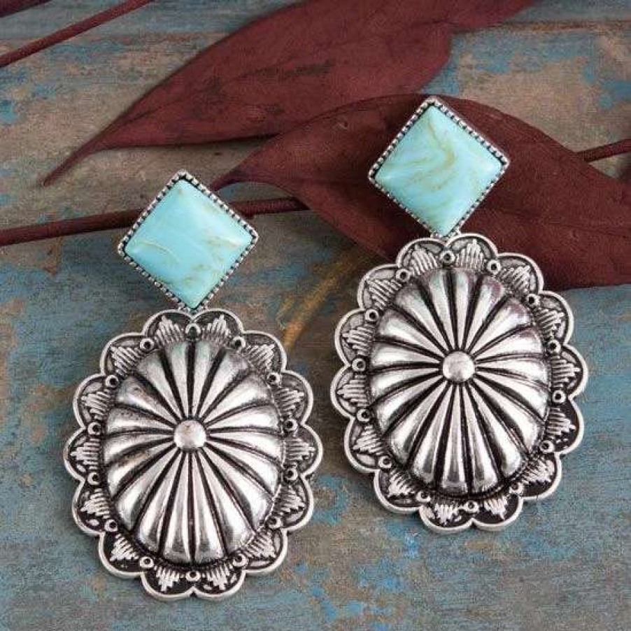 Jewelry * | Silver Turquoise Dangle Earring