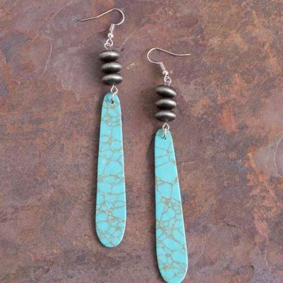 Jewelry * | West And Company Turquoise Navajo Slab Earring