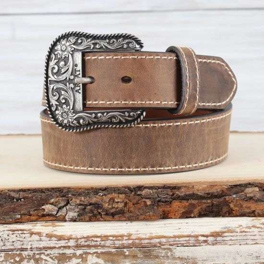 Belts * | Ariat Brown Leather Belt