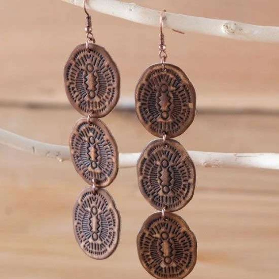 Jewelry * | Frisky Whiskey Leather Concho Earrings