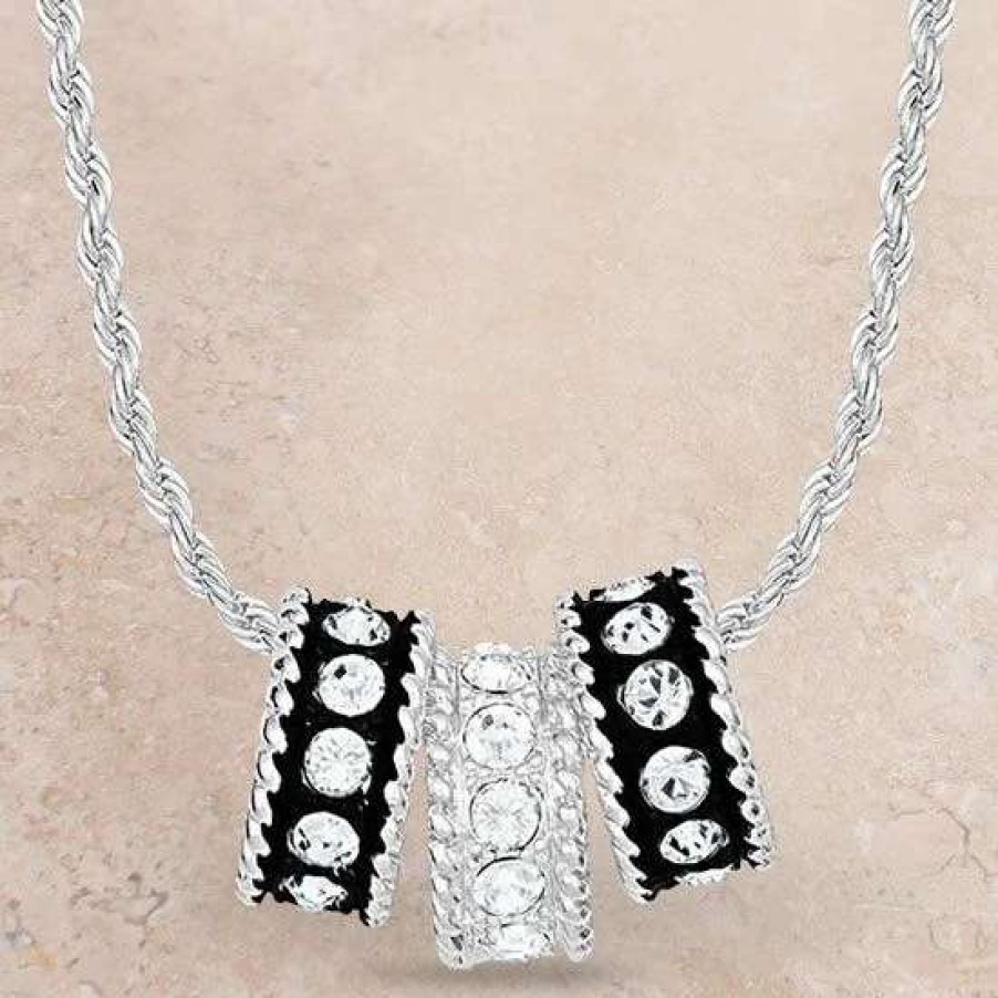 Jewelry * | Montana Silversmiths Crystal Shine Three Ring Cz Necklace