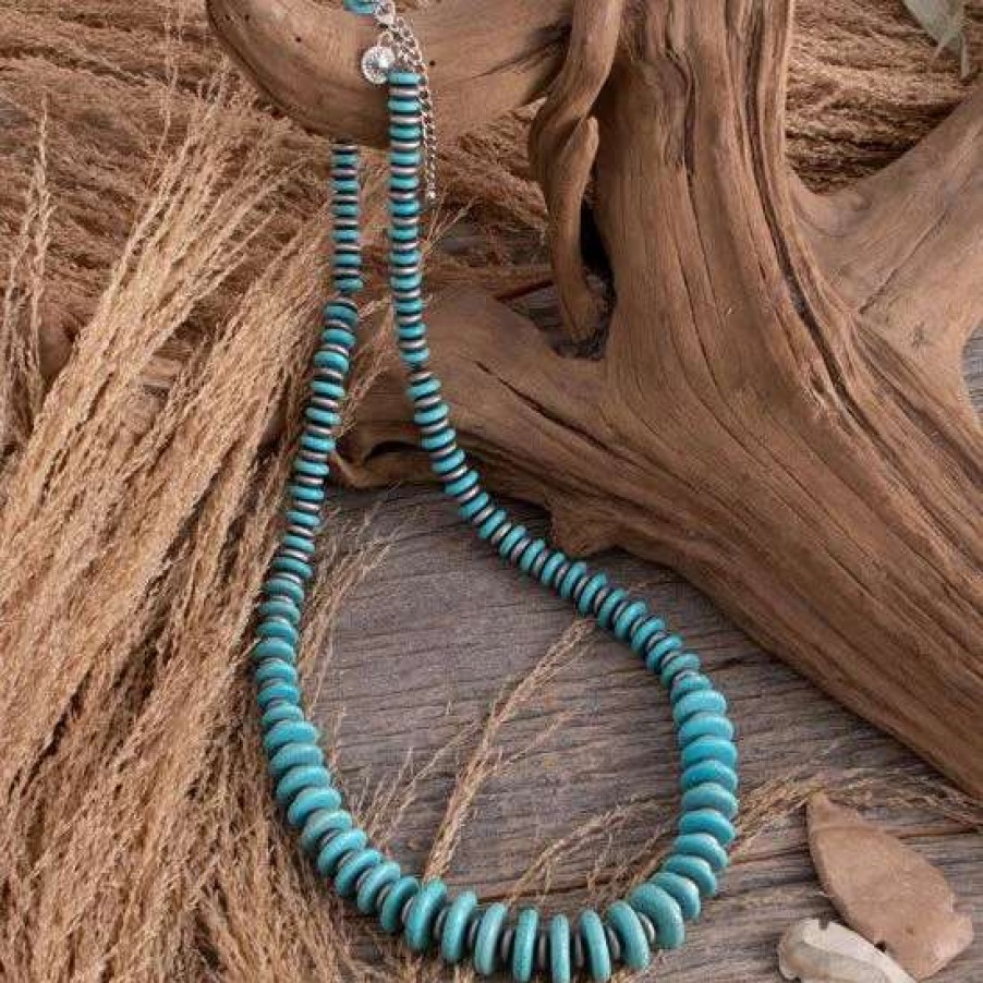 Jewelry * | West And Company Turquoise Navajo Beaded Necklace