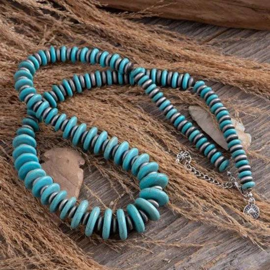 Jewelry * | West And Company Turquoise Navajo Beaded Necklace