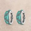 Jewelry * | Montana Silversmiths Turquoise Wedge Hoop Earrings