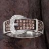 Jewelry * | Kelly Herd Sterling Silver Chocolate & Cz Buckle Ring