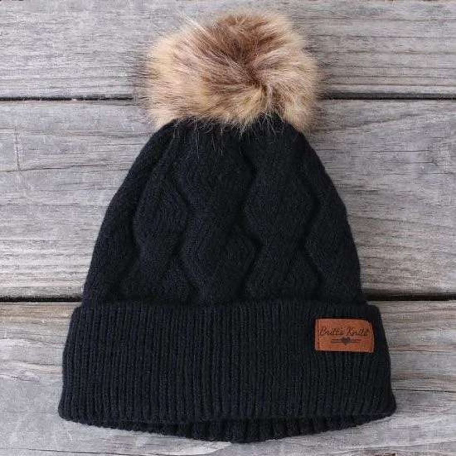 Winter Accessories * | Black Mainstay Pom Hat