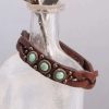 Jewelry * | The Rowdy Cowgirl Brown Leather Braided Bracelet With Turquoise