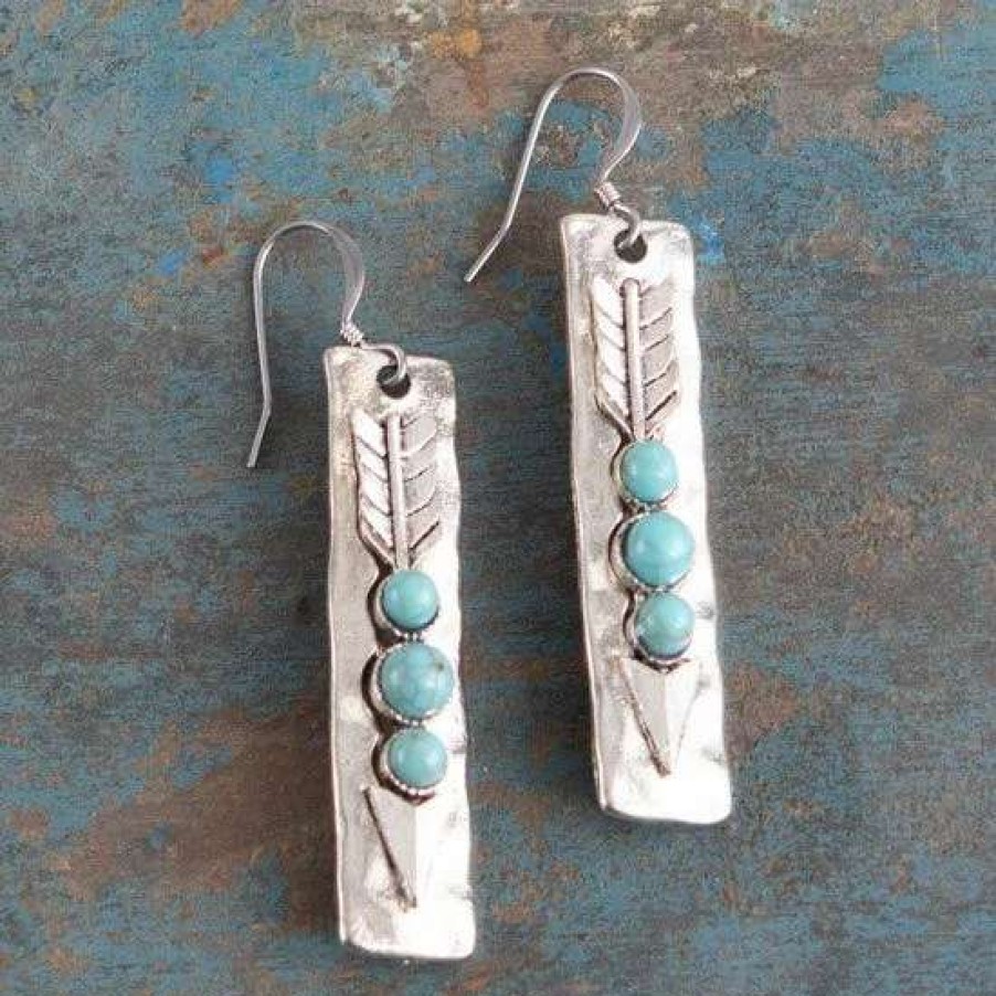 Jewelry * | Cowboy Collectibles Turquoise Arrow Earrings