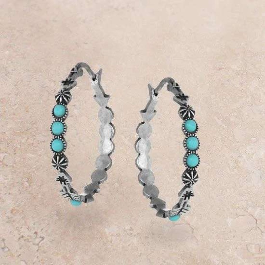 Jewelry * | Montana Silversmiths Turquoise Hoop Earrings