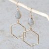 Jewelry * | Arizona Nights Grey And Gold Hexagon Drop Earrings