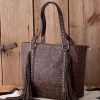 Handbags * | Trinity Ranch Coffee Floral Tooled Tote