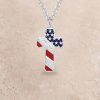 Jewelry * | Montana Silversmiths Born In The Usa Patriotic Cross Necklace