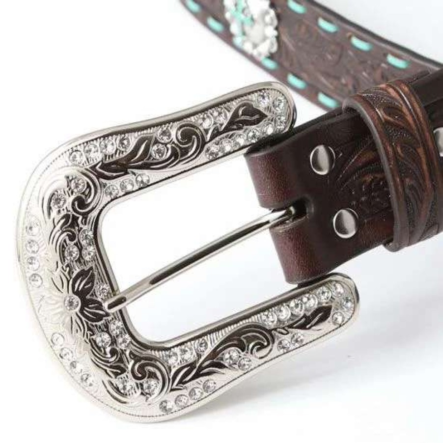 Belts * | Nocona Marlow Turquoise Stitched Belt